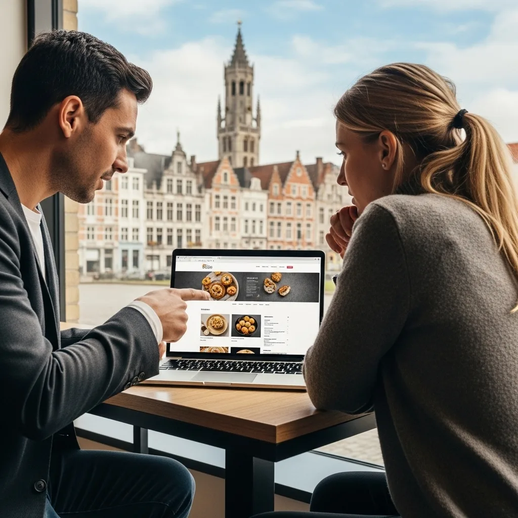 Overleg over een nieuwe website met zicht op de Grote Markt van Sint-Truiden